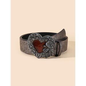NEW SHEIN‎ Flower Detail Heart Decor Belt With Hole Punch